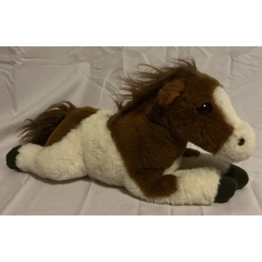 FAO Schwarz Horse Brown White Plush Stuffed Animal Toy 14" Brown White Pony